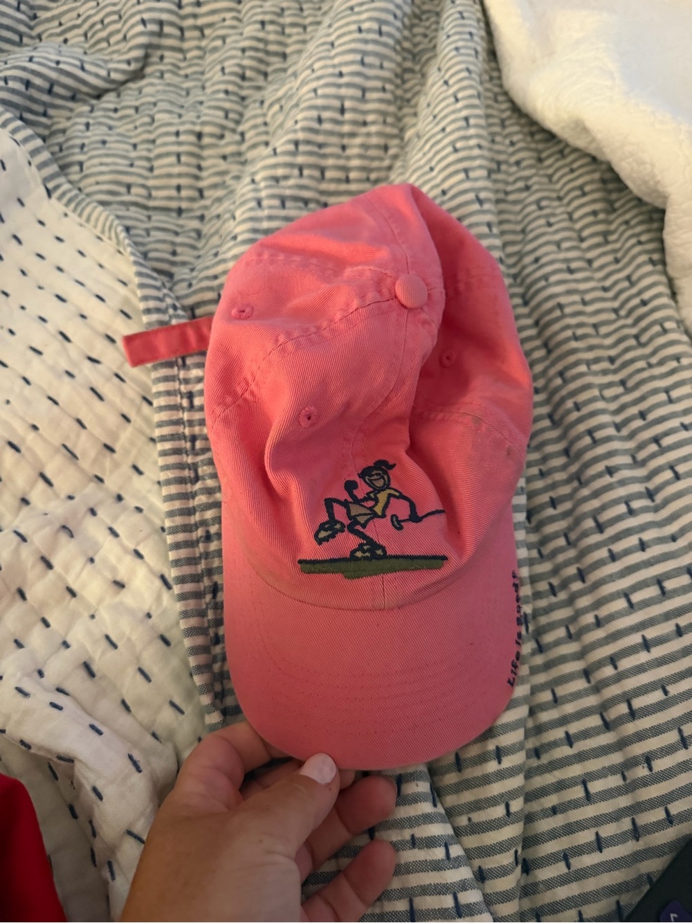 Life Is Good Pink Baseball Cap with Embroidered Skater